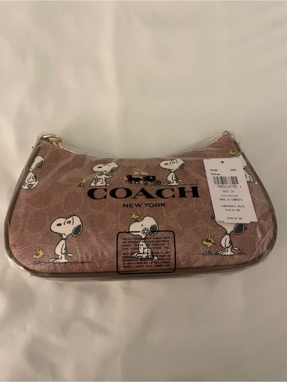 Coach New York Pink Snoopy & Woodstock Shoulder Bag
